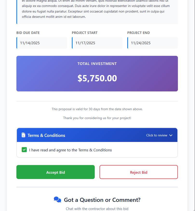 BidHero Customer Portal - Client approval interface