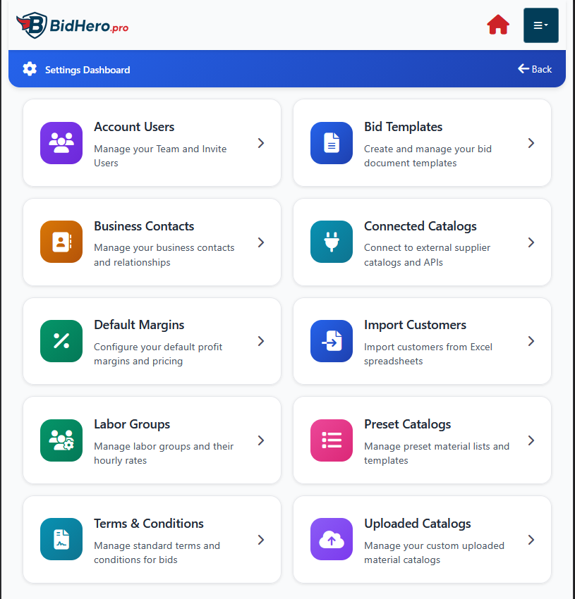 Profile setup screen